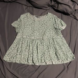 Green Flower Blouse